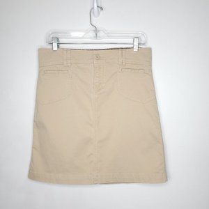 Old Navy Stretch Tan Light Academia Minimalist Skirt With Pockets Size 8